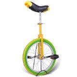 Unicycle 18″ Wheel with Large Saddle in Unique Design with Heavy Duty Unicyle Stand (Lemon)