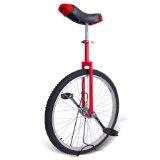 Unicycle 24″ Wheel with Eye Catching Colors with Large Saddle in Unique Design For Comfort and Safety (Red)