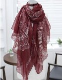 Dealzip Inc®Women’s Ladies Girls Burgundy Scarf Printed Fawn Pattern Long Wrap Shawl Muffler+Random gift