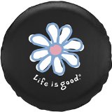 Life is good Unisex Daisy Tire Cover,Black,29