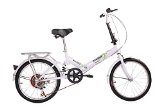 20″ Light Weight Fast Folding Bike Best Compact Portable Fold-up Bicycle 6-speed White