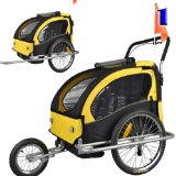 Veelar Children Double Bicycle Trailer Jogging Stroller Combo 2 in 1 Yellow/BlACK 50204