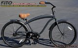 Anti-Rust aluminum frame, Fito Modena SF Alloy 1-speed Matte Black w/ Brown seat, men’s 26″ wheel Beach Cruiser Bike Bicycle Micargi Schwinn Nirve Firmstrong