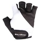 WOLFBIKE Non-Slip Gel Pad Gloves Men’s Women’s Sportswear Bike Bicycle Cycling Riding Short Half Finger Gloves Breathable Mesh (BLACK, XL (9-10cm))