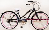 Micargi Rover 7-speed 26″ for Women (Matte black/pink), Beach Cruiser Bike Schwinn Nirve Firmstrong Style BOD