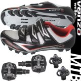 Venzo Mountain Bike Bicycle Cycling Shimano SPD Shoes + Pedals & Cleats 44(black)