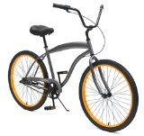 Critical Cycles Men’s Beach Cruiser 3-Speed Bike, Graphite/Orange, 16-Inch/One Size