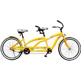 26″ Tandem Bike, Yellow, Hi-ten frame, oversized fork, convenient riding