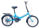 20″ Folding Bicycle 6 Speed Light Weight Foldable Bike Sky Blue