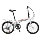 Xspec 20″ 7 Speed City Folding Compact Bike Bicycle Urban Commuter Shimano White