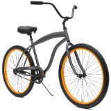 Critical Cycles Men’s Beach Cruiser 1-Speed Bike, Graphite/Orange