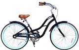 Fito Women’s Brisa Aluminum Alloy 3-Speed 26-Inch Wheel Beach Cruiser Bike, Midnight Blue/Turquoise