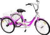 6 Speed Tricycle 24″ 3-Wheel Adult Bicycle Bike w/ Basket SHIMANO-ROSSIE