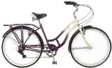 Schwinn Women’s Sanctuary 7-Speed Cruiser Bicycle (26-Inch Wheels), Cream/Purple, 16-Inch