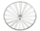 26in Steel Front Bike Wheel, 14G, 144 Fan Spoke, Chrome