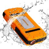 UNIFUN® 10400mAh USB External Travel Battery (2Amp In Fast Charging,2.1A /1A Out) IP66 Rugged Water/Dirt/Shockproof Power Bank w/Strong LED Flashlight+Strap Hole Heavy Duty Portable Backup Charger for iPhone 6 Plus 5S 5 4S 4 iPad Air Retina Mini ,Samsung Galaxy S5 S4 S3 Note 2 3 4 ,LG G2 G3 G Flex Nexus 6 7 10 ,Bluetooth Speaker GPS ,Smart Watch and other 5V Android /Window Phone Tablet