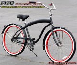 Anti-Rust Aluminum frame, Fito Modena EX Alloy 1-speed Matte Black/Red men’s 26″ wheel Beach Cruiser Bike Bicycle Micargi Schwinn Nirve Firmstrong style