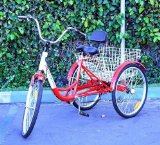 New 6-Speed 24″ 3-Wheel Adult Tricycle Bicycle Trike Cruise Bike W/ Basket – Red