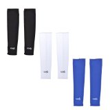 Cosmos ® 3 Pairs Assorted Color Uv Protection Cooler Arm Sleeves for Bike Cycling/Hiking/golf (Black, White, Blue)