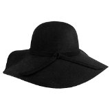 Vbiger Fashion New Women Vintage Wool Round Fedora Cloche Cap Wool Felt Bbowler Hat (Black 2)