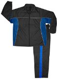 Men’s Nylon Full Zip Running Track SweatSuit Set,X-Large,Black/Royal/Light Grey