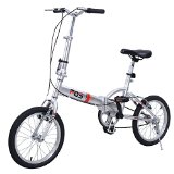 Giantex 16″ Folding Bike Single Speed Bicycle Fold Storage Silver School Sports