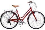 Gama Bikes Metropole Women 28-Inch Metallic Step Thru 8 Speed Shimano Hybrid Urban Commuter Road Bicycle, 19-Inch, Cherry Red