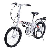 Giantex 20″ Folding Bike 6 Speed Bicycle Storage Silver School Sports Shimano