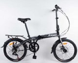 CAMP Alumimum Lightweight City Folding Bike Compact Bicycle Disc Brake Shimano 7 Speed 20″ Foldable Bicycle with Rack and Fender (Black)