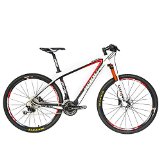 BEIOU® Carbon Fiber 650B Mountain Bike 27.5-Inch 10.7kg T800 Ultralight Frame 30 Speed SHIMANO M610 DEORE MTB Glossy 3K CB20 (White&Red, 19-Inch)