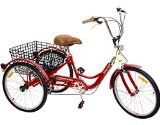 Komodo Cycling 24″, 6-speed Adult Tricycle #7002 – Rouge (85% Preassembled + 1 Year Warranty)