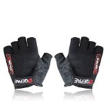 QEPAE ® Non-Slip Gel Pad Gloves Men’s Women’s Sportswear Cycling Riding Short Half Finger Gloves Breathable- L Black