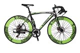 New Updated VISPA01 Green Black 54 cm 700C 14 Gears Mens Road Bike Speed Road Bicycle Mechanical Disc Brakes