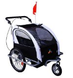 Aosom Elite II 3in1 Double Child Bike Trailer, White/Black