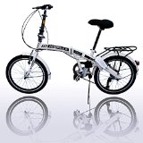 American Phoenix 20″ Folding Bike 6 Speed Fold Storage Bicycle (White)