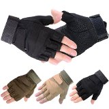 Vbiger Military Half-finger Fingerless Tactical Airsoft Hunting Riding Cycling Gloves (Black, M)