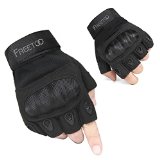 FREETOO® Mens Tactical Gloves Hard Knuckle Full Finger Protective Military Gear for Combat Training Fitness Outdoor Gloves Biking Shooting Motorcycle Black M