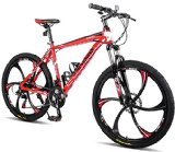 Merax Finiss 26″ Aluminum 21 Speed Mg Alloy Wheel Mountain Bike (Passion Black&Red)