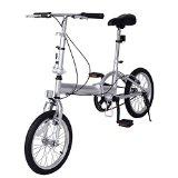 16″ Folding Bike Single Speed Bicycle Fold Silver School Sports