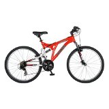 Polaris Ranger Full Suspension Mountain Bike, 26 inch Wheels, 18 inch Frame, Men’s Bike, Red