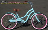 Anti-Rust & Light-Weight aluminum frame, Fito Brisa SF Alloy Single 1-speed – Baby Blue/Pink, women’s 26″ wheel Beach Cruiser Bike Bicycle